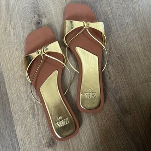 Zara gold flat sandals